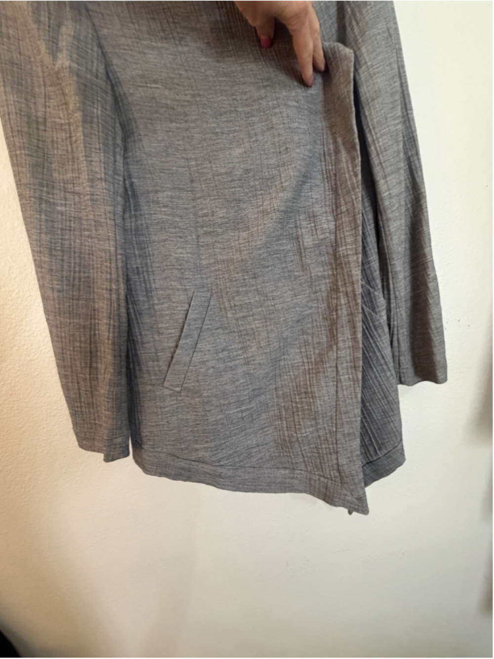 Lafayette 148 Womens Size 10 Gray Open Front Waterfall Silk Blend Jacket 250502 - Picture 4 of 7